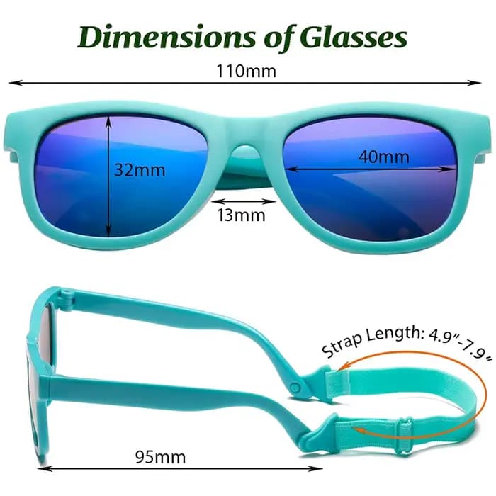 Lunettes de soleil polarisées flexibles et pliables pour nouveau-né de 0 à 24 mois