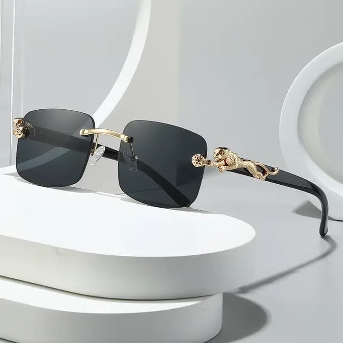 2025 classique sans monture carré lunettes de soleil hommes teinte couleur métal guépard décoration mode luxe