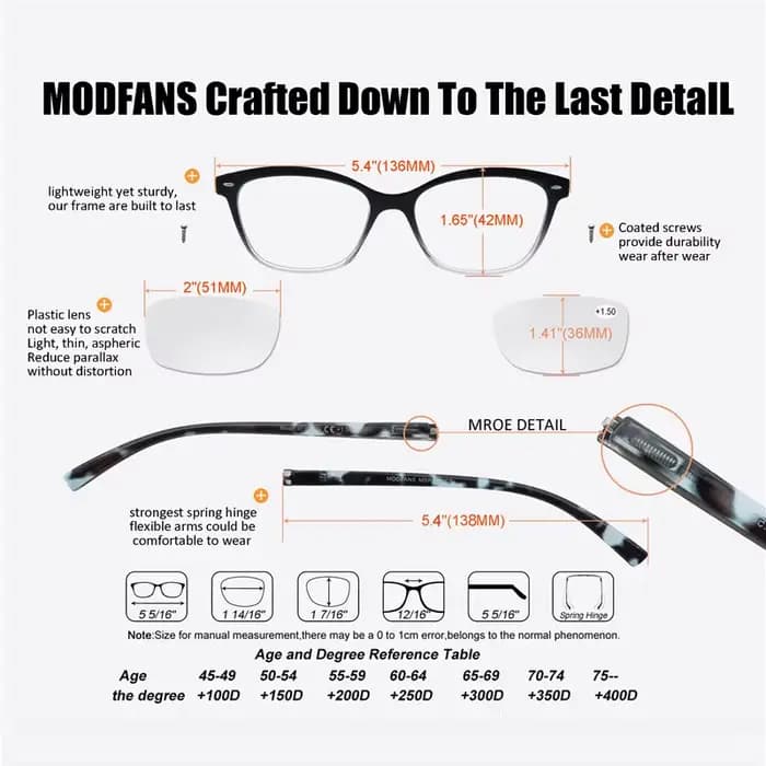 MODFANS lunettes de lecture pour femmes petits lecteurs de visage cadre classique