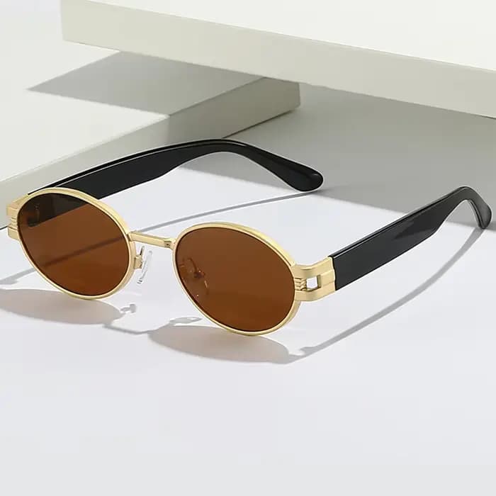 Lunettes de soleil ovales en métal pour hommes et femmes
