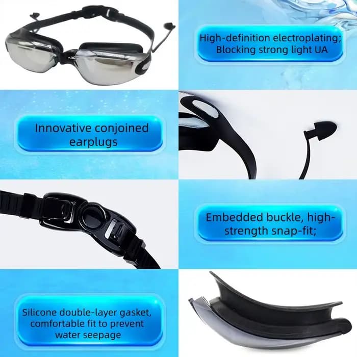 ARENA – lunettes de natation en Silicone pour hommes et femmes adultes, revêtement Anti-buée HD, pour l'intérieur et l'extérieur, avec lentilles de prescription