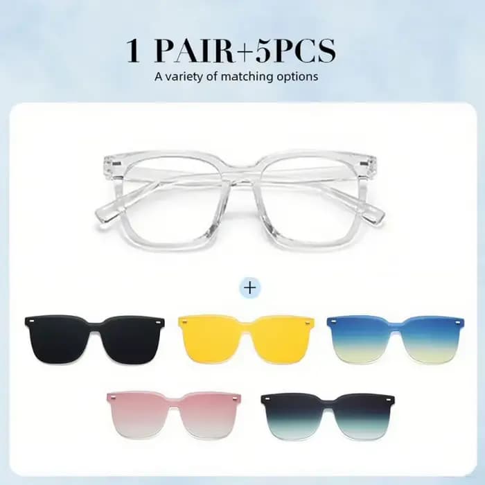 Lunettes 1 pièce avec 5 lentilles interchangeables, unisexe pour hommes et femmes, interrupteur librement des couleurs