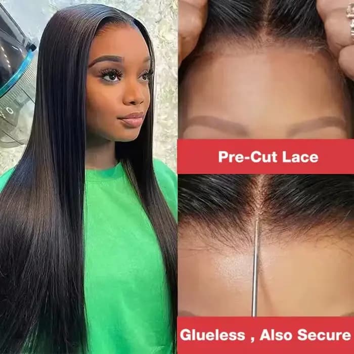 30 pouces sans colle droite perruques de cheveux humains 7x5 perruques sans colle pour les femmes cheveux brésiliens pré coupés pré plumé 5x5 fermeture dentelle perruque