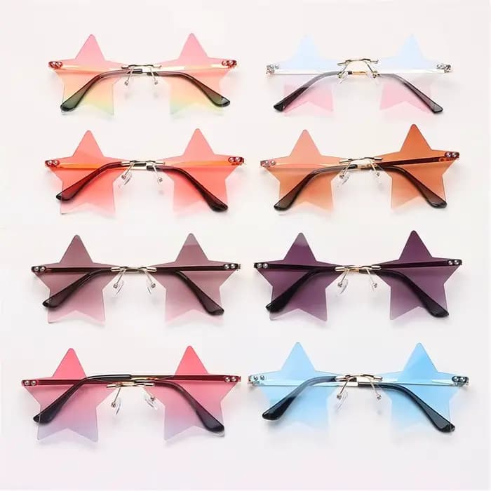 Lunettes de soleil en forme d'étoile sans monture pour femmes et hommes