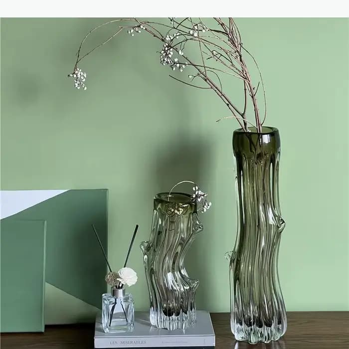 Vase en verre transparent en forme de tronc d'arbre, décoration de bureau, arrangement floral, pots de fleurs hydroponiques, vases floraux, décoration esthétique de la pièce