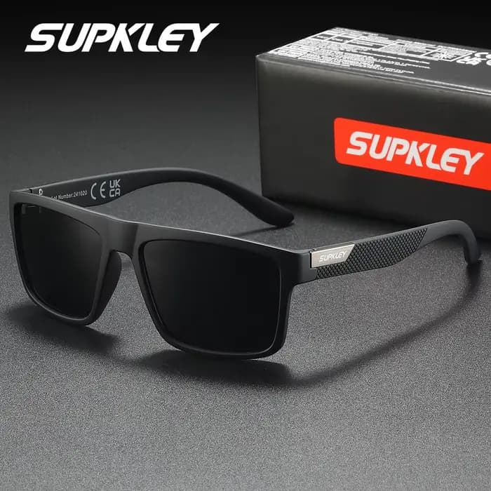 SUPKLEY Lunettes de soleil polarisées de style professionnel légères et confortables avec monture carrée et protection
