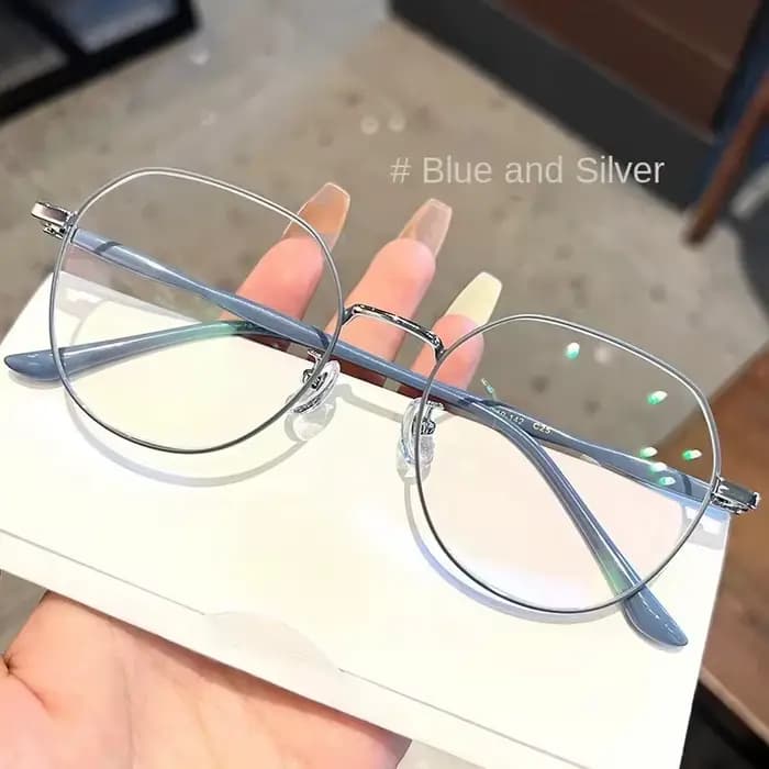 Lunettes claires femmes polygonales monture métallique
