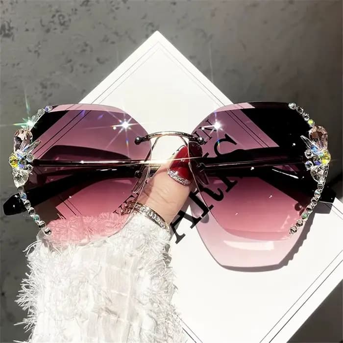 Nouvelles lunettes de soleil en métal sans bordure femmes