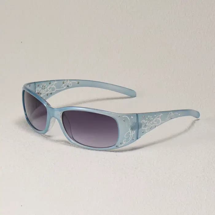 Lunettes de soleil à monture carrée incrustée de diamants