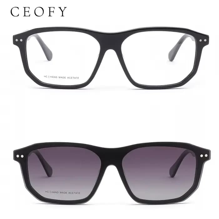 Ceofy Hommes Lunettes Cadre Optique De Mode Soleil Clip Sur Polarized Marque Conception Conduite