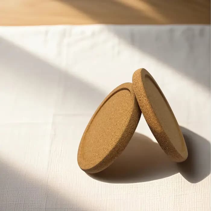 Dessous de verre en liège Concave avec support métallique, dessous de verre d'isolation thermique pour café de bureau, antidérapant, écologique, rond, 8 pièces/boîte