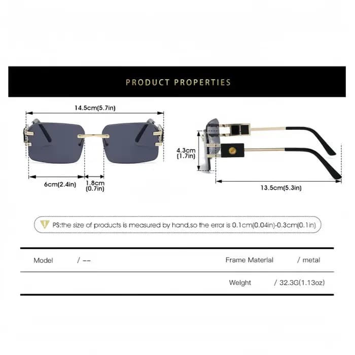 Lunettes de soleil carrées sans cadre à la mode avec décoration de tête de Lion pour hommes et femmes