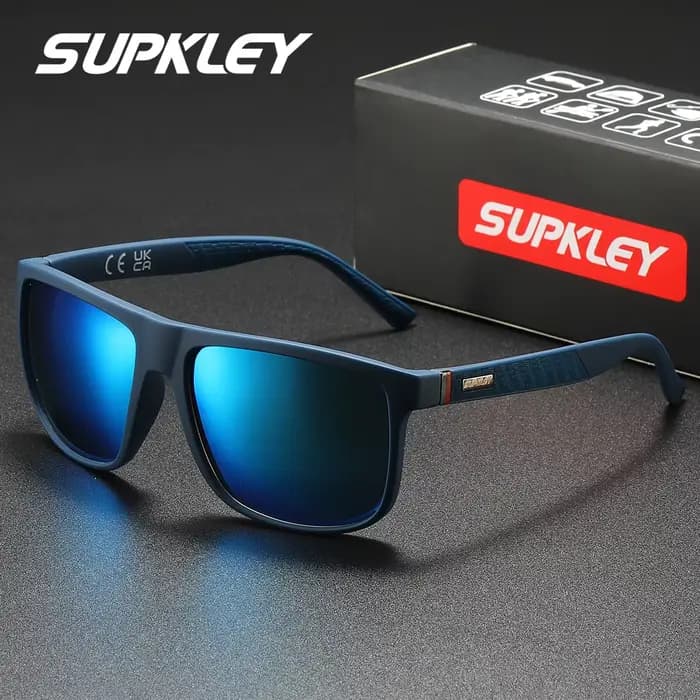 SUPKLEY Lunettes de soleil polarisées simples et décontractées avec monture carrée