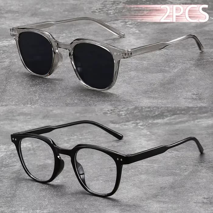 2 Paires de Lunettes de Soleil Unisexe Rondes et Tendance avec Verres Rose Dégradé
