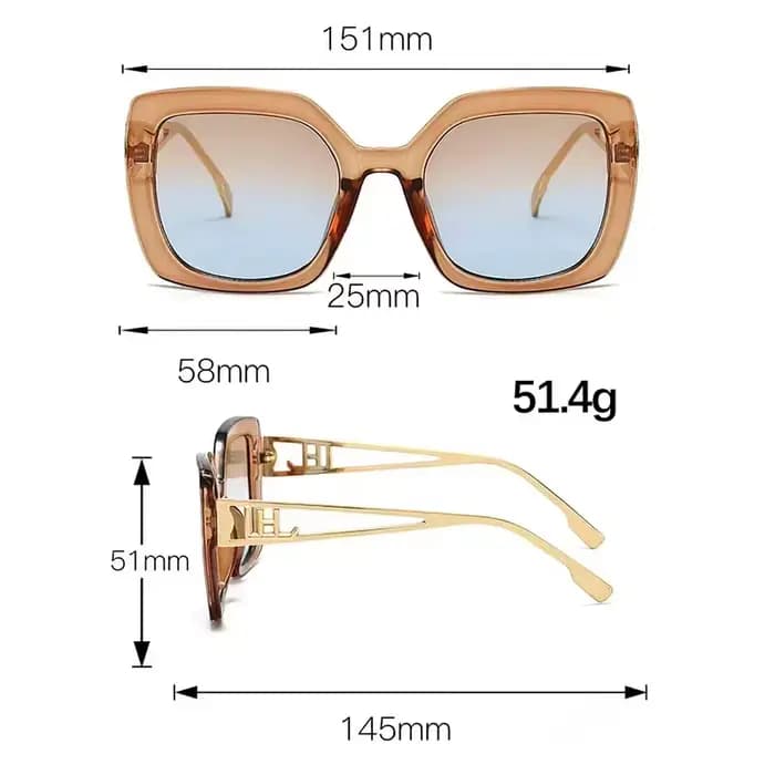 Nouveau 2025 lunettes de soleil Vintage pour femmes à la mode cadre Transparent dégradé lentille lunettes marron or décoration moderne mode
