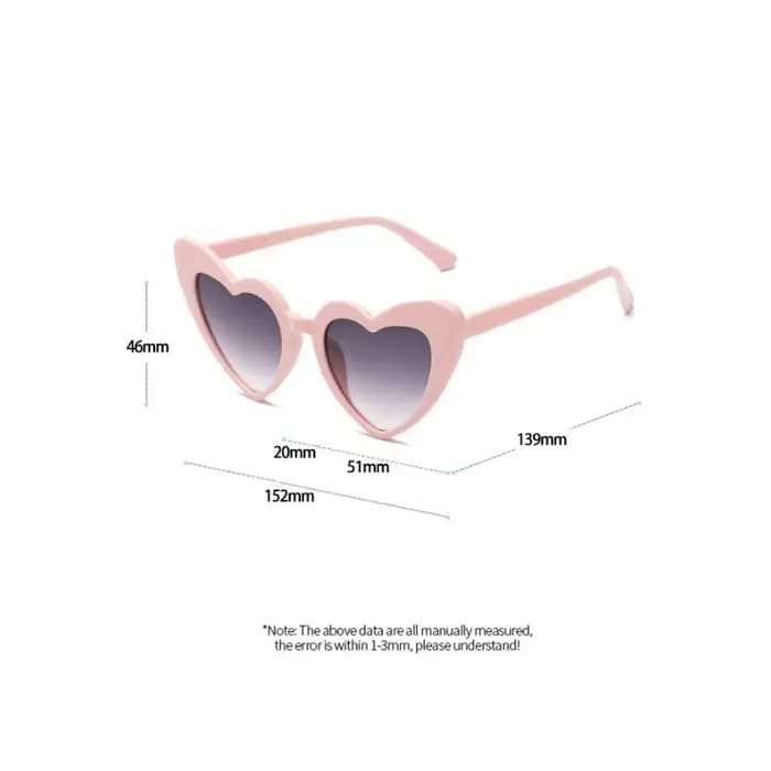 Lunettes unisexes blanches en forme de cœur avec verres noirs