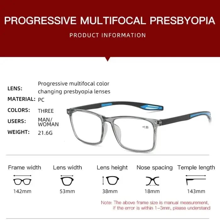 Lunettes de lecture progressives de sport Anti lumière bleue multifocale photochromique femmes rétro presbytie