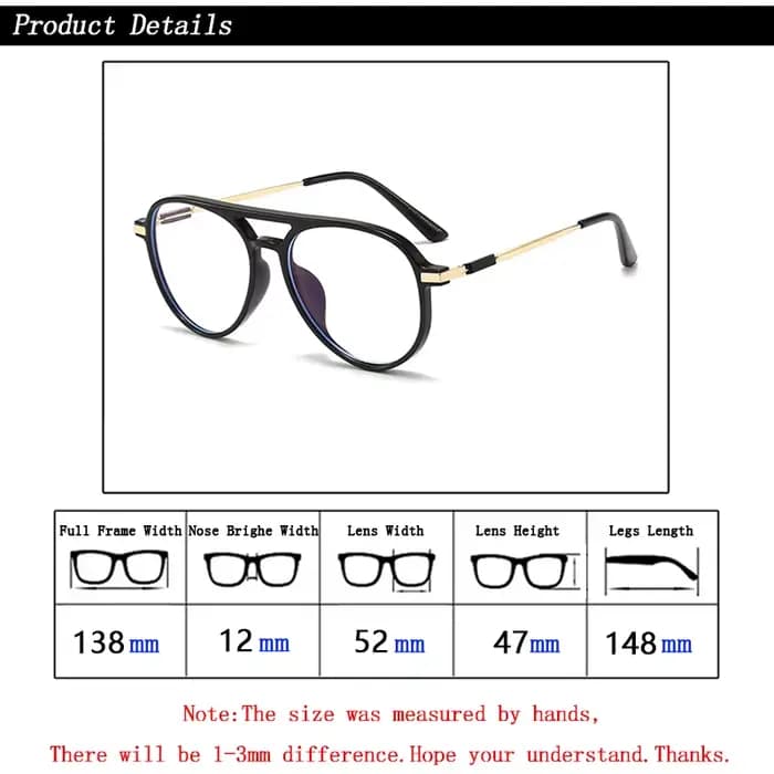 Nouveau Mode Rétro Femmes Hommes Double Pont Fini Myopie Lunettes Myope