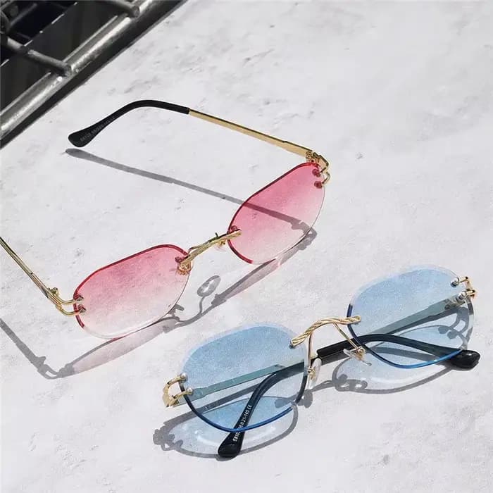 Lunettes de soleil bleues sans cadre pour hommes et femmes