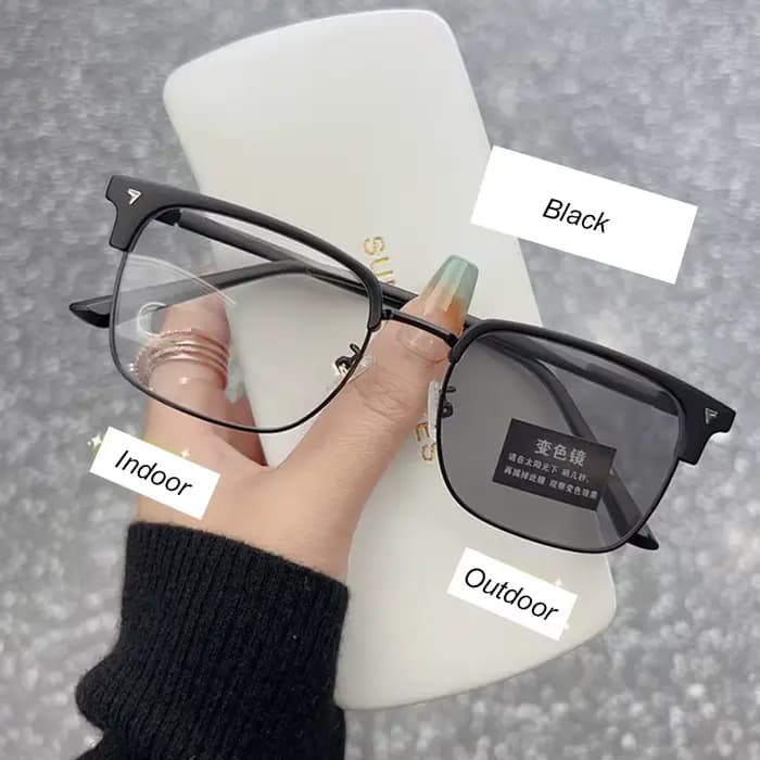 Lunettes photochromiques colorées pour hommes, demi-monture, Anti-lumière bleue, Protection des yeux