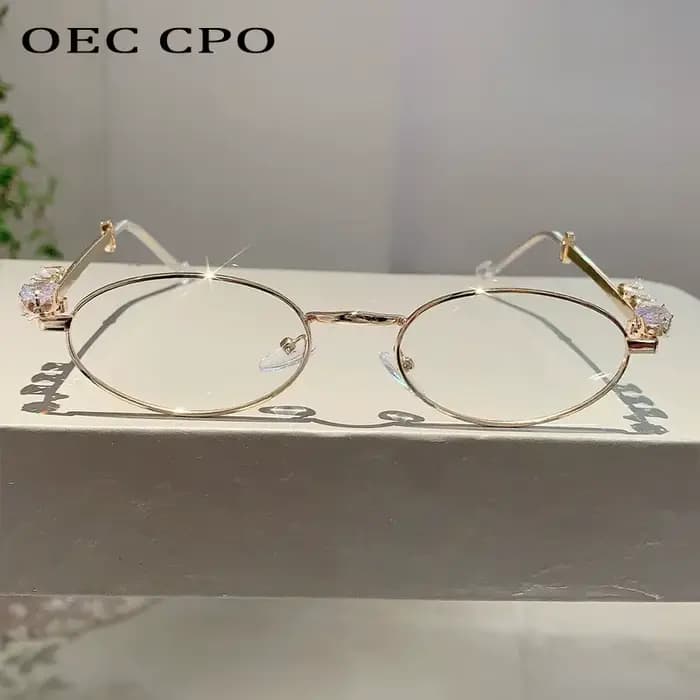 Lunettes de soleil ovales en diamant pour femmes