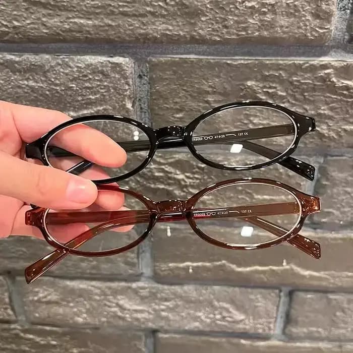 Lunettes ovales rétro marron Y2K pour filles japonaises et coréennes