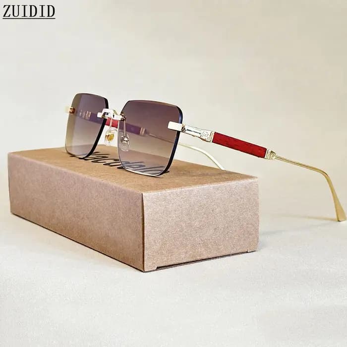Lunettes De Soleil carrées Vintage pour hommes lunettes De Soleil sans monture femmes à la mode rétro lunettes De mode Gafas De Sol Hombre Lunette Soleil Femme