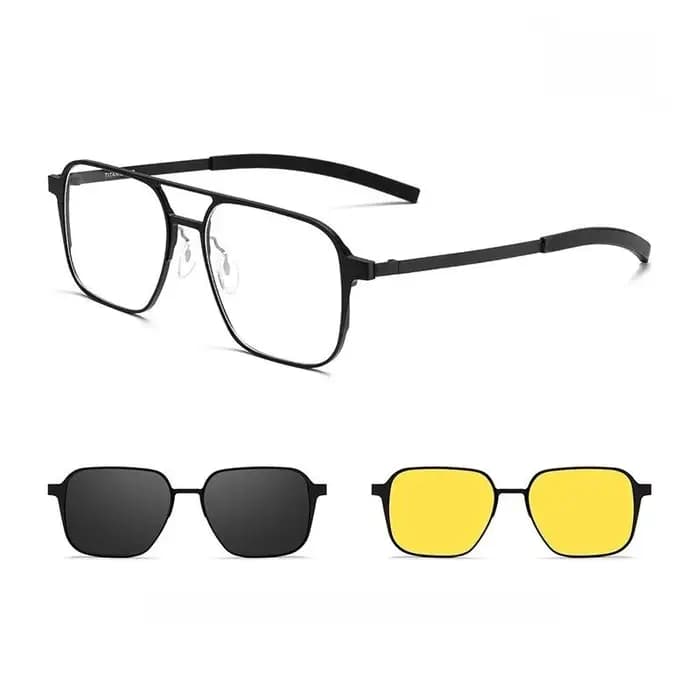 YIMARUILI pilote polarisé pince magnétique sur lunettes pur titane Double faisceau optique Prescription