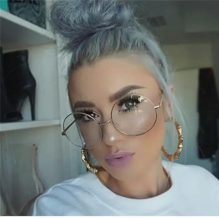 Lunettes rondes surdimensionnées femmes hommes métal grand