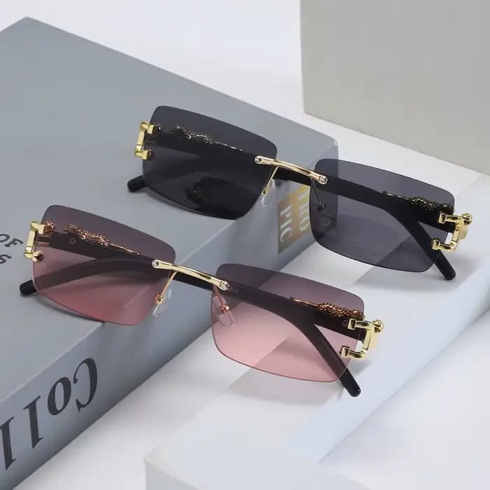 Lunettes de soleil rectangulaires personnalisées sans cadre pour femmes et hommes