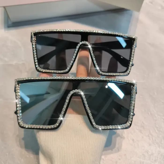 Lunettes de soleil en strass brillant pour femmes