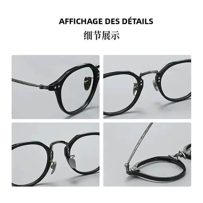BCLEAR sculpté rétro littéraire acétate lunettes cadre femmes polyvalent titane jambes polygonales hommes