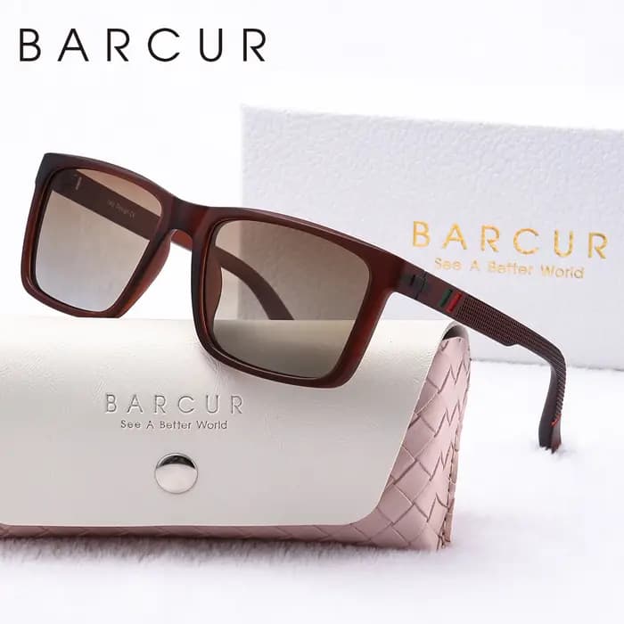 BARCUR Simple hommes lunettes de soleil Unique confort porter PC cadre carré UV400 parasol
