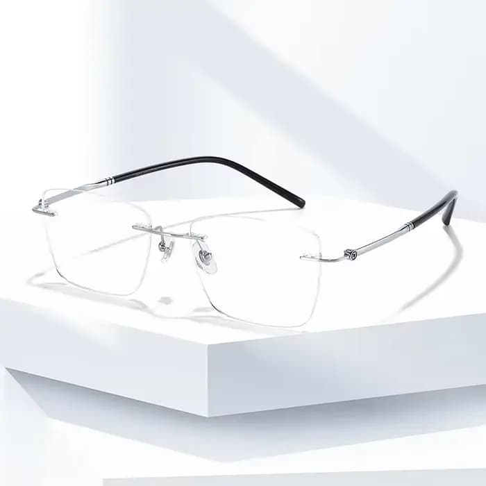 Nouveauté classique pur titane sans monture lunettes cadre hommes optique-lunetterie Simple élégant sans