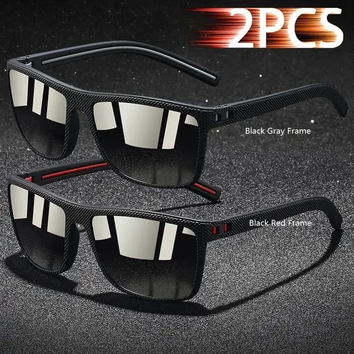 2 paires de lunettes de soleil carrées classiques tendance pour hommes et femmes