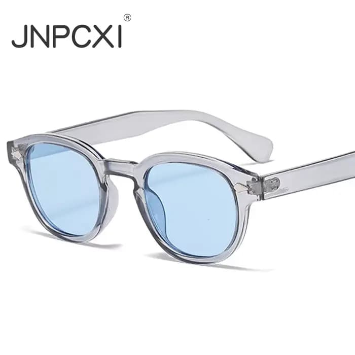 JNPCXI Vintage lunettes de soleil rondes femmes hommes rétro Rivet bleu dégradé femme lunettes de so
