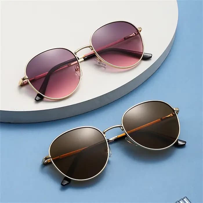 Lunettes de soleil rondes à monture métallique pour hommes et femmes