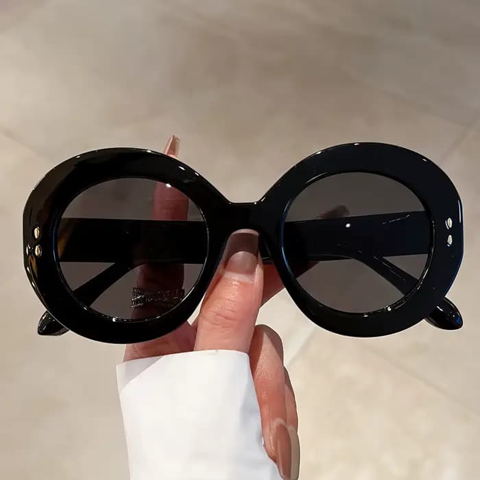 Lunettes de soleil rondes classiques pour femmes, lunettes de soleil décoratives simples et polyvale