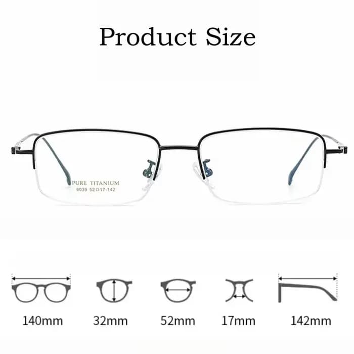 YIMARUILI Ultra-léger affaires luxe optique-lunetterie rétro carré pur titane Prescription demi-mont