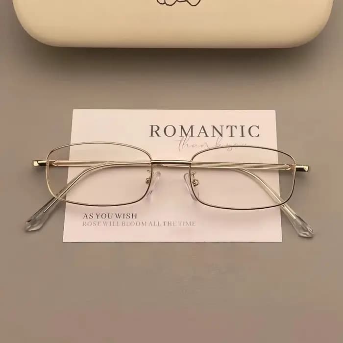 Y2K argent Vintage métal cadre étroit petites lunettes carrées mode Harajuku