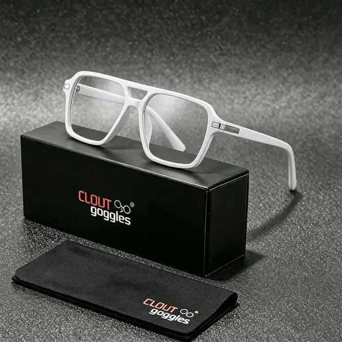 CLOUT GOGGLES Nouvelle Monture de Lunettes Tendance Homme Femme Cadre Carré Classique Verres Anti-Lumière Bleue Marque