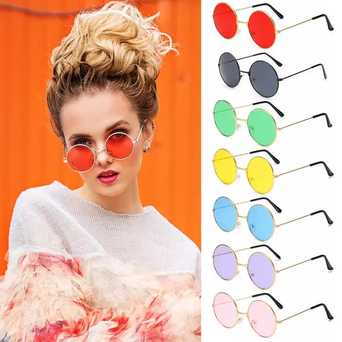 Lunettes de soleil rondes rétro style hippie