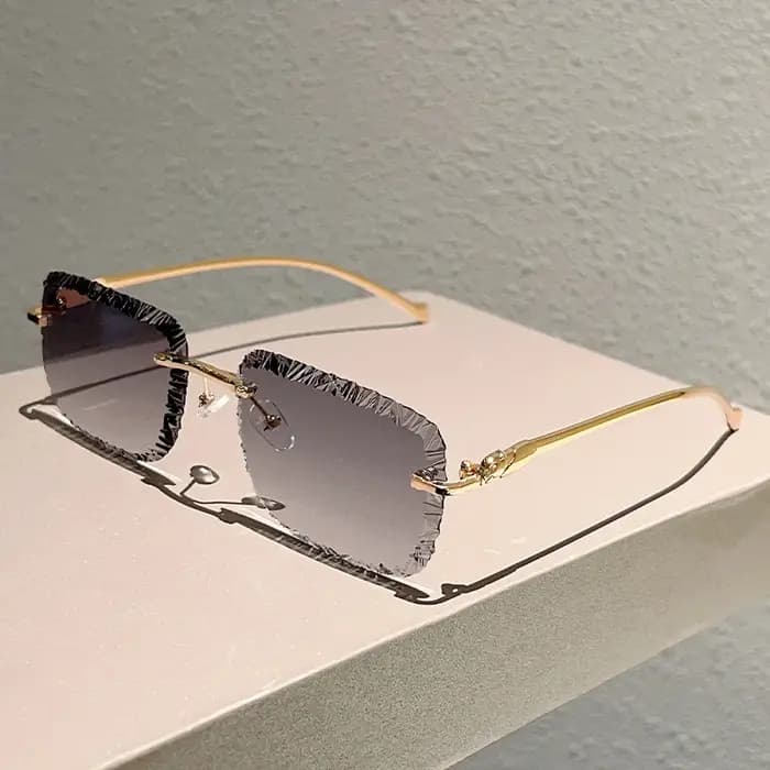 Lunettes de soleil carrées sans monture pour hommes