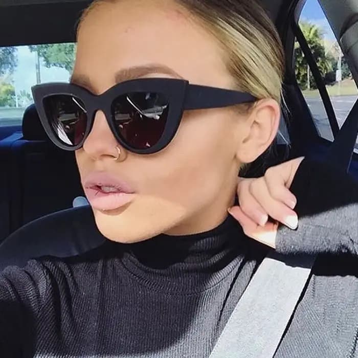 Marque lunettes De soleil yeux De chat femme mode grand cadre