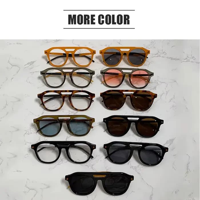 Lunettes de soleil rondes pilote Vintage à Double pont