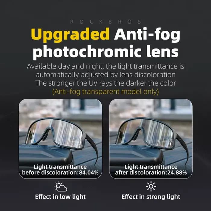 ROCKBROS lunettes photochromiques HD lentille à grande monture