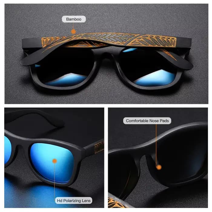 GM nouvelle mode bambou hommes lunettes de soleil rétro Vintage femmes bois