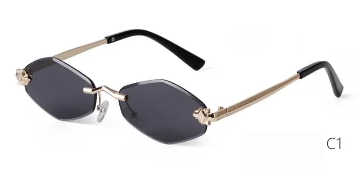 Lunettes de soleil en losange polygonales sans monture pour femmes