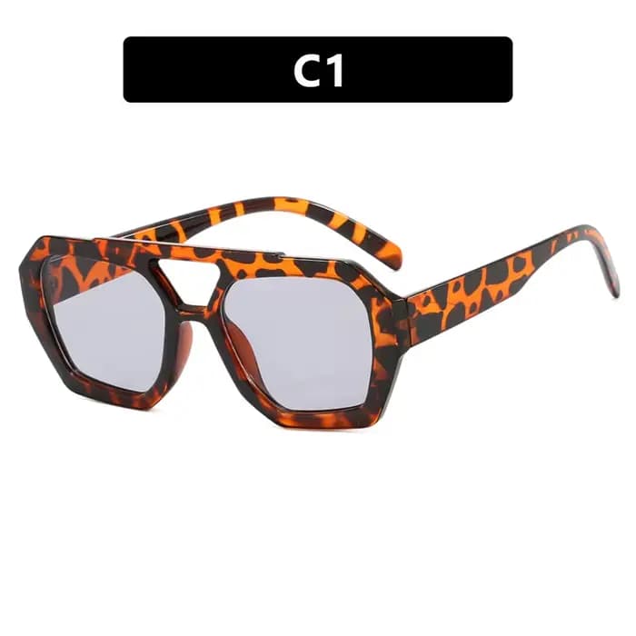 RUOBO rétro cadre carré Double ponts lunettes De soleil léopard marque De mode concepteur femme lune