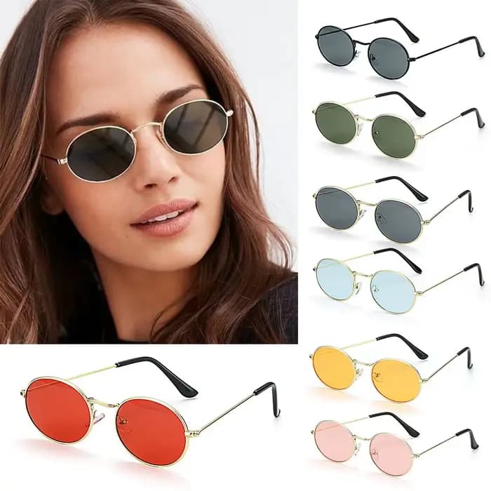 Lunettes de soleil ovales Steampunk pour femmes, petite monture dorée et argentée, rétro, rondes, dé